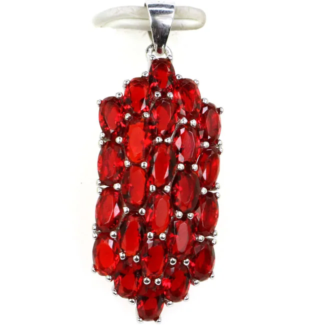 34x14mm Silver 3.0g Real Green Emerald Blue Sapphire Violet Tanzanite Blood Ruby Citrine Real 925 Solid Sterling Silver Pendant
