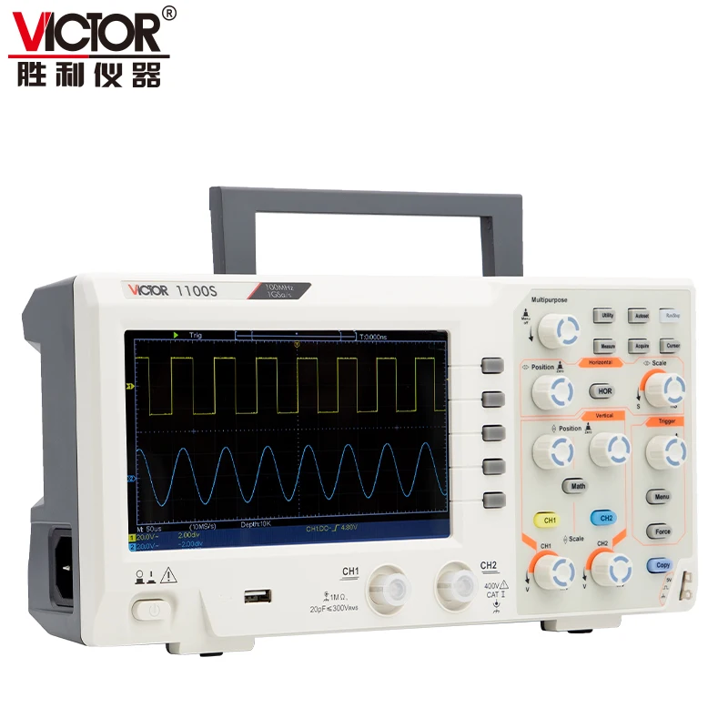 VICTOR 1100S 100 MHz Bandwidth Oscilloscope 1GS/s Real-time Sample Rate 16 group waveform 2 Channel Digital Storage Oscilloscope