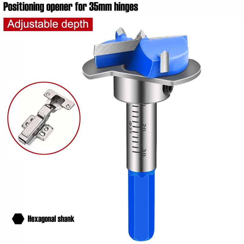 

Hinge Hole Opener 35mm Adjustable Depth Alloy Cabinet Door Punchdown Positioning Drill Bit Woodworking Special Tools Opening