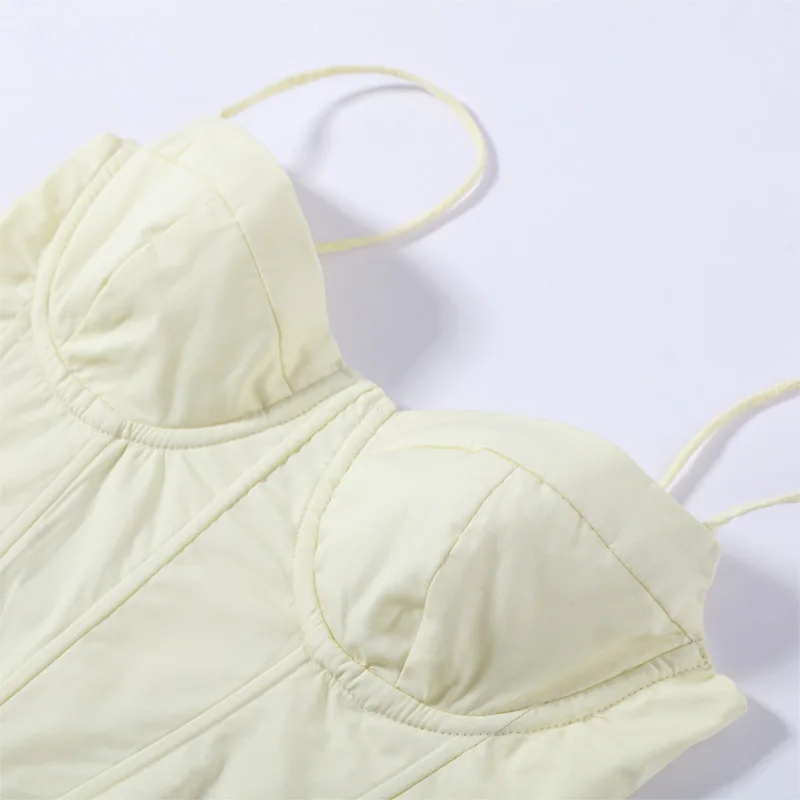 Korsett-Tops und Plissierte Hosen Sets für Damen, Sexy Spaghetti-Träger, Schulterfreies Ärmelloses Top mit Unregelmäßigem Saum und Weiter Hose, Neu – Detail 3
