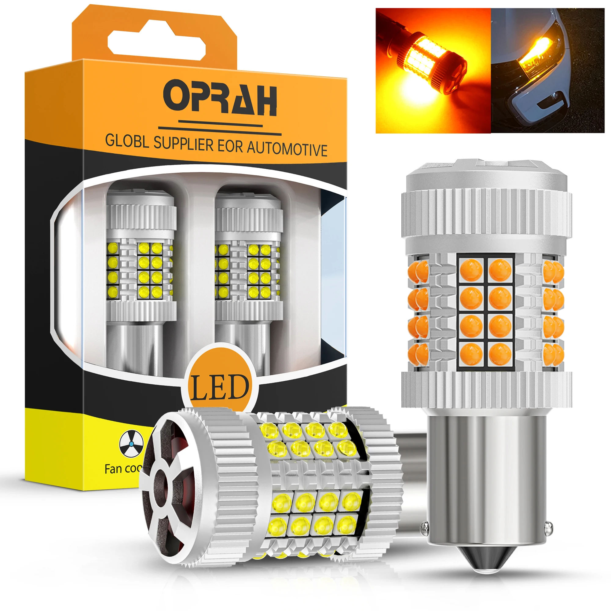 Oprah 2pcs High Power Car P21W LED Lights 1156 BA15S BAU15S PY21W 1157 P21/5W Canbus Front Tail Indicator Signal Lamps DRL Diode