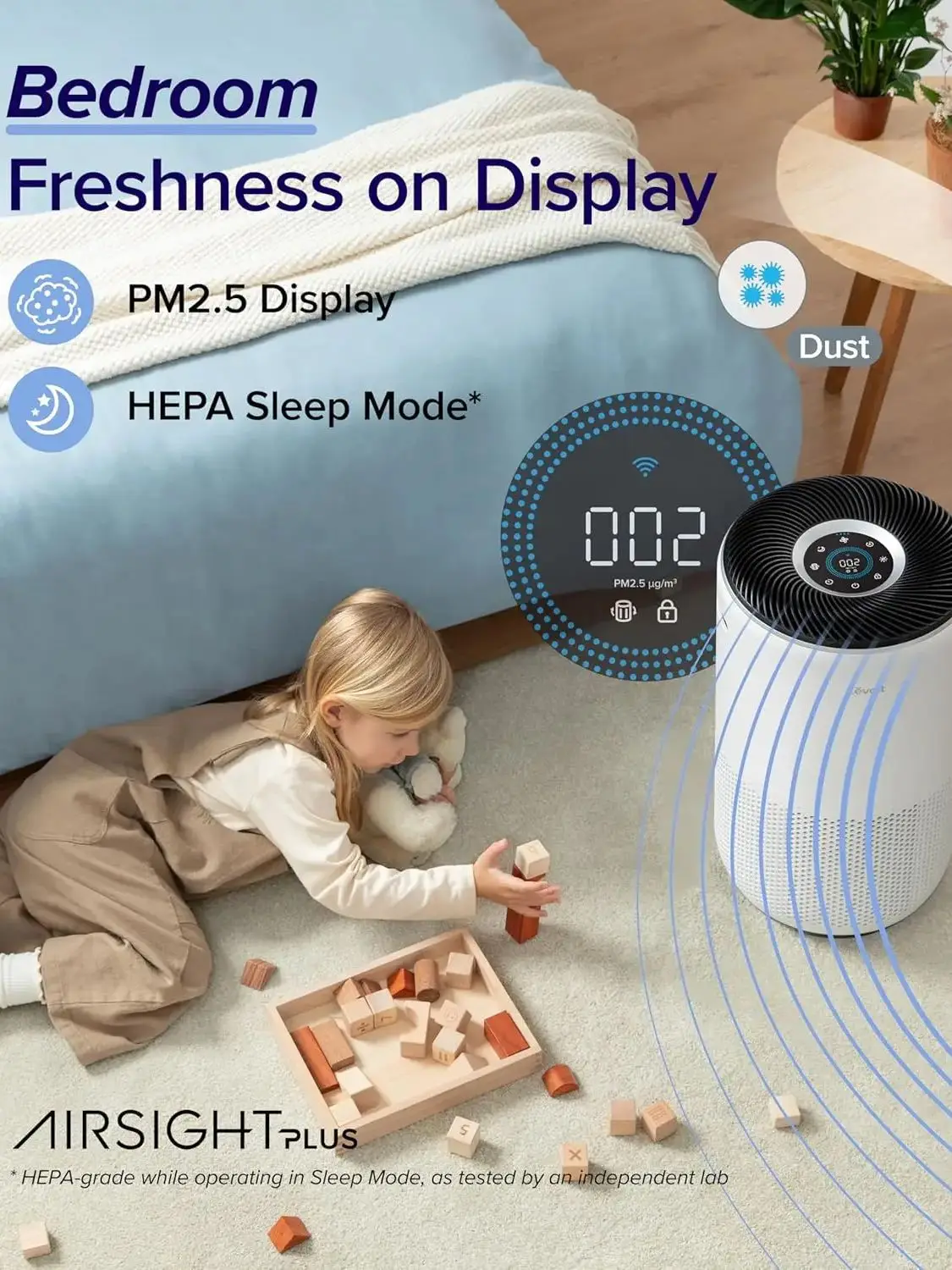 فلتر هواء منقي هواء Levoit HEPA للمنزل، تغطية 83 م2، مستشعر CADR 400 م 3/ساعة، مستشعر PM2.5، يزيل حبوب اللقاح/الغبار/الدخان بنسبة 99.97%، كور 400 ثانية