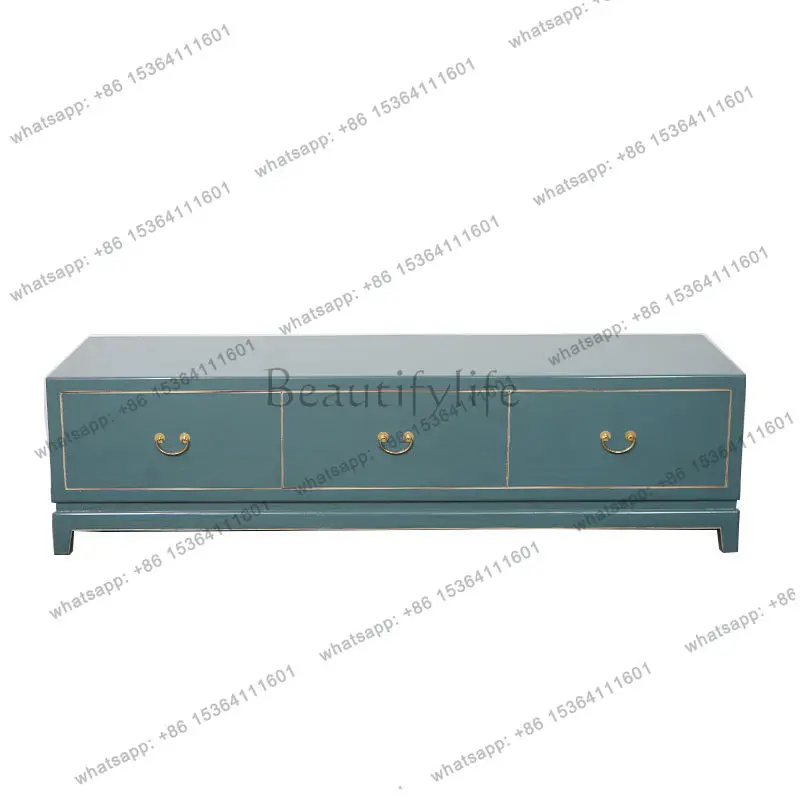 

New Chinese-style all-solid wood TV cabinet modern simple small apartment living room coffee table combination floor cabinet