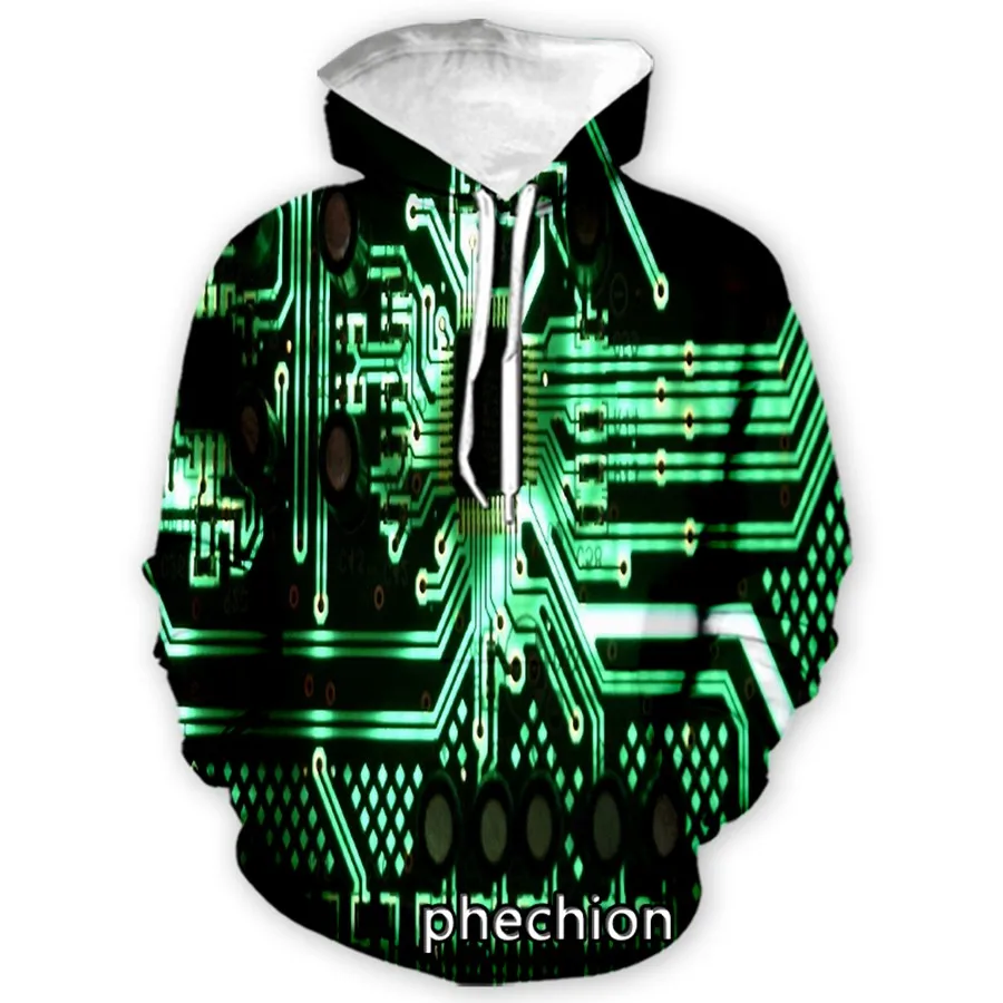 phechion New Fashion Men/Women Electronic Chip 3D Print Long Sleeve Hoodies Casual Hoodies Men Loose Sporting Pullover A34