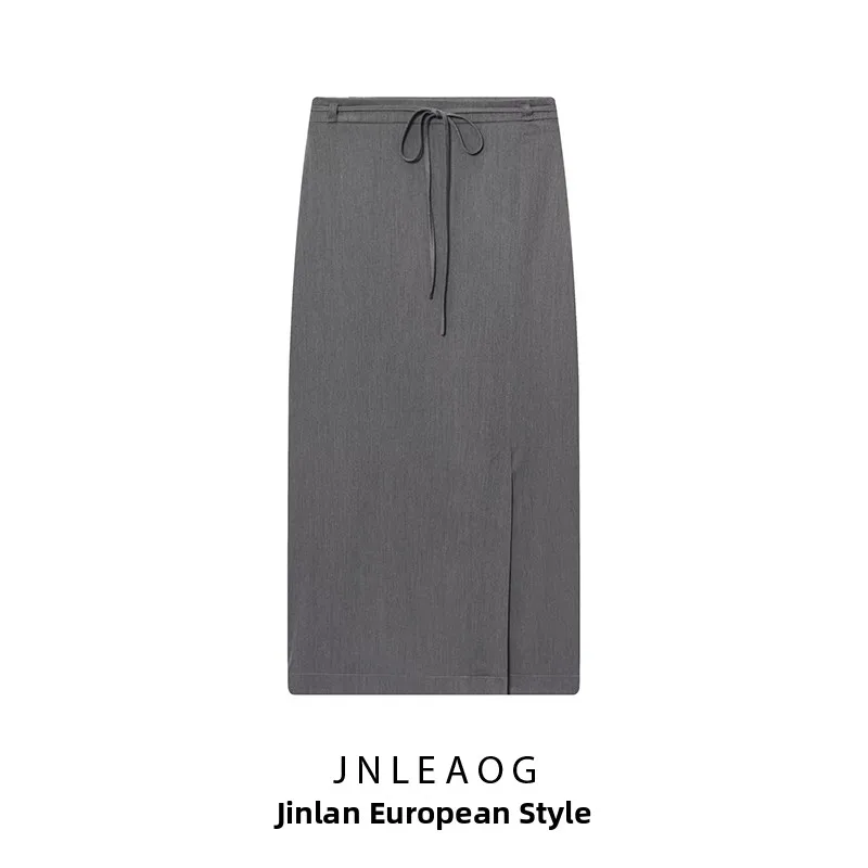 تنورة JNLEAOG الخريفية الجديدة للسيدات ذات القطع المستقيمة مع حزام بتصميم متعدد الاستخدامات وحامل بوليستر غير رسمي مناسب