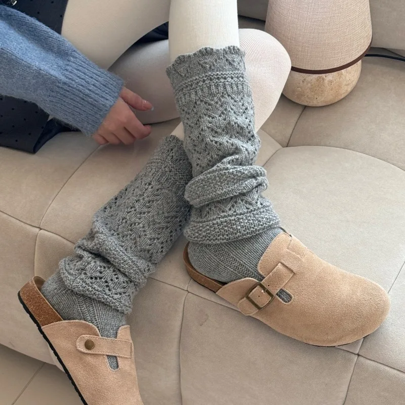 

SP & CITY мягкие шерстяные ажурные вязаные носки для женщин, кружевные толстые теплые носки, однотонные модные ворсовые носки в студенческом стиле