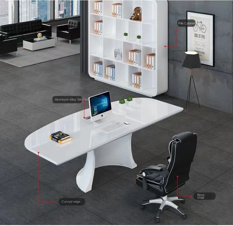 xx-Modern Meeting Table Executive Office Desk L-Shaped Floating Design Extendable Feature Wooden Material Commercial Use*