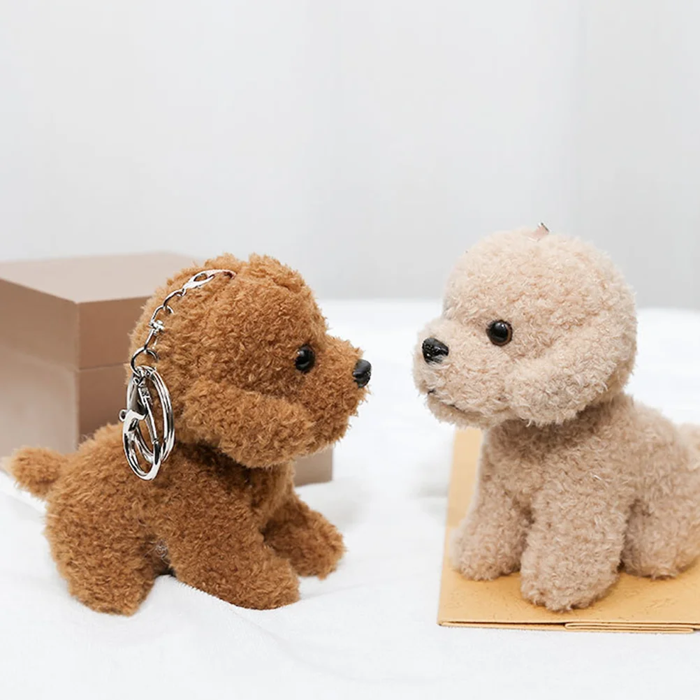 Plush Animals Pendant Charm Key Chain Toy Cartoon Stuffed Dog Brown The Tote Bag