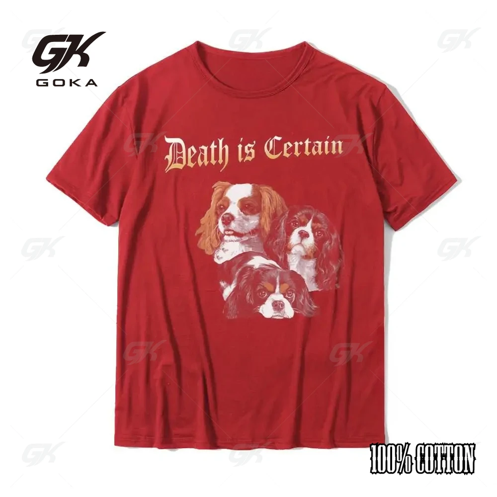 الموت معين مضحك كافالير الملك تشارلز الذليل التي شيرت اللياقة البدنية ضيق القطن رجالي تي شيرت الترفيه المألوف الشارع بلايز #1