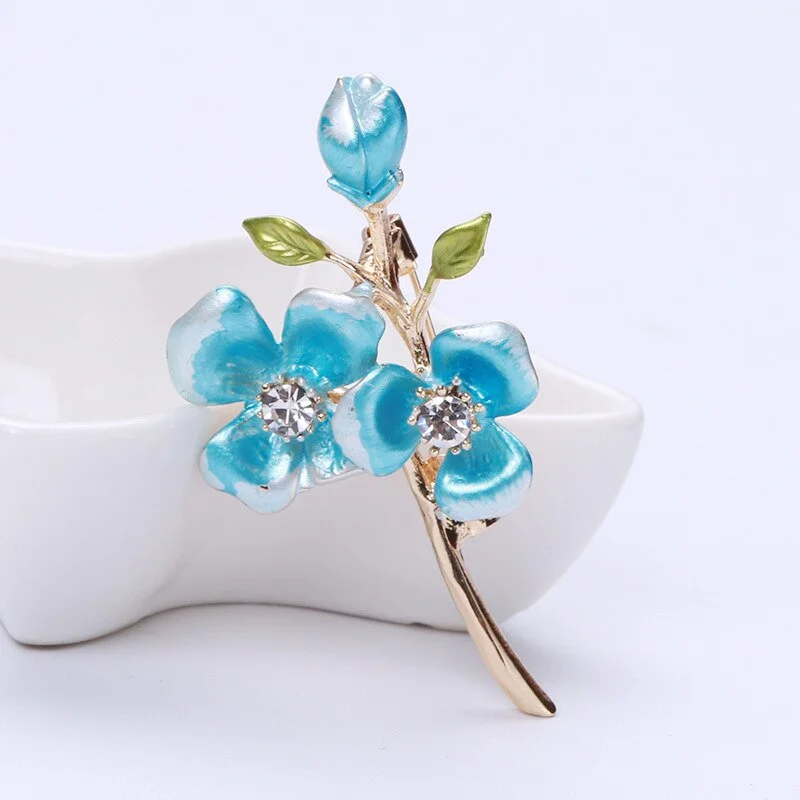 exquisite enamel peach blossom brooch women plant pin accessories
