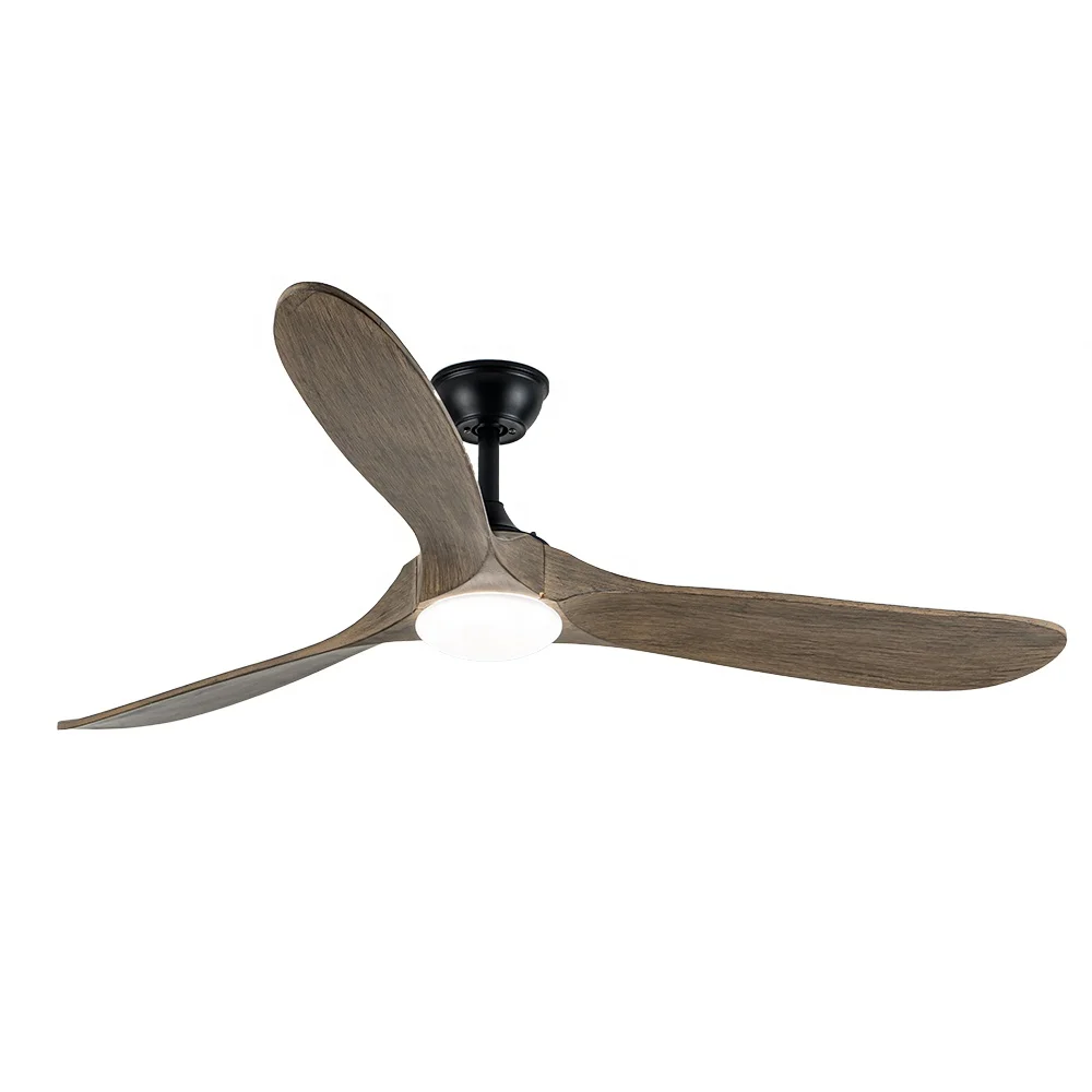 Modern Traditional Chinese Vintage Wooden Blade DC Motor 6-Speed Remote Control Dimmable LED Ceiling Fan Light