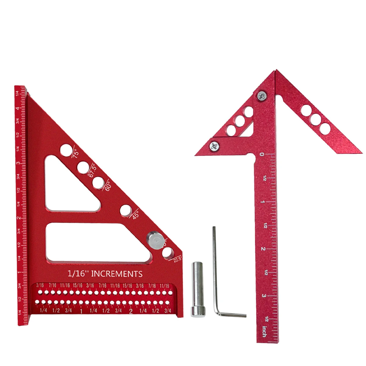 Новая комбинированная деревообрабатывающая алюминиевая дюймовая центральная писец, плотницкая линейка и алюминиевый квадратный транспортир 45/90 градусов