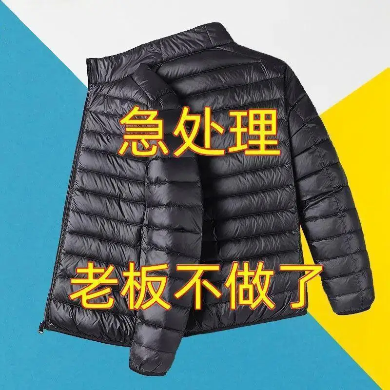 

Мужская повседневная легкая пуховая куртка с капюшоном, тонкая модель, воротник-стойка, длинный рукав, большие размеры, весна 2025 Faion, мужская одежда