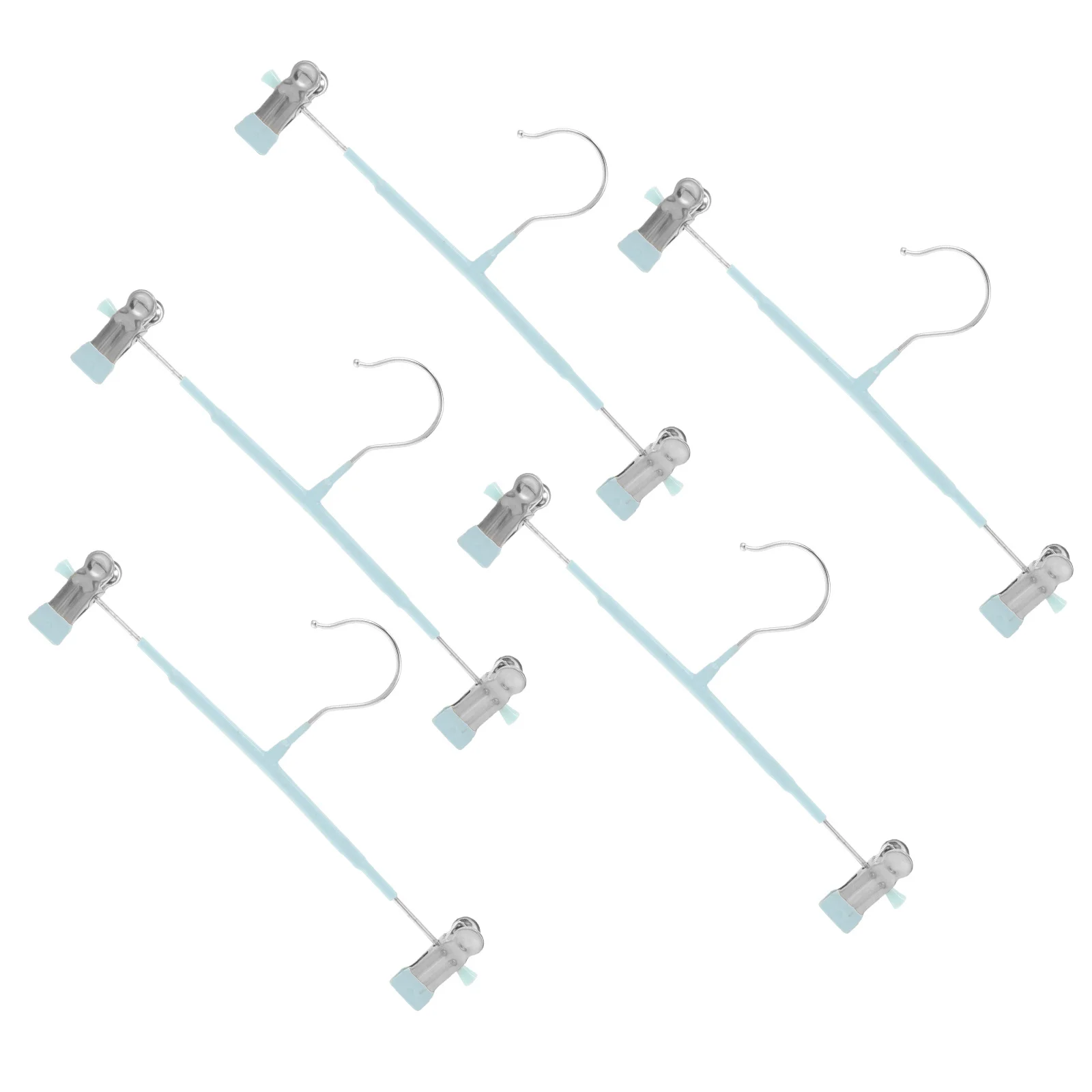 

5Pcs Stainless Steel Clothes Hangers Telescopic Heavy Duty Double-Clip Adjustable Pants Skirt Hanger Space Saving Home Supply