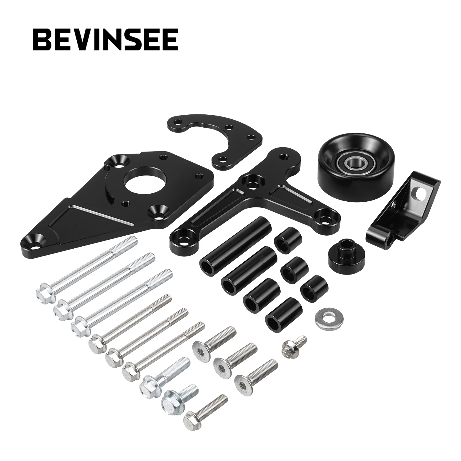 BEVINSEE Low Mount Alternator and Power Steering Bracket Kit for LS1 Camaro Z28 for Firebird Formula Trans Am WS6 LSX LS1