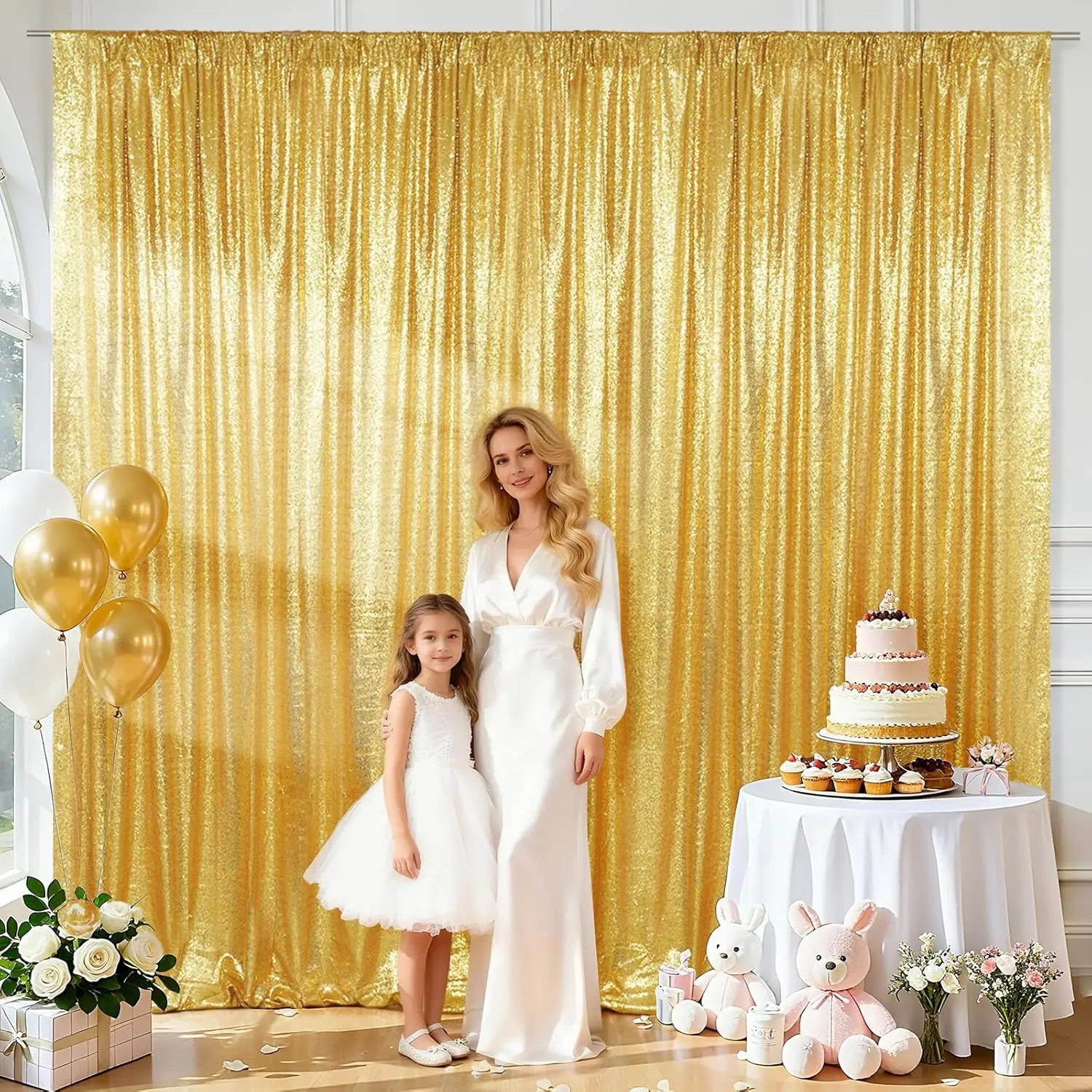 Sequin Backdrop Curtain 1 Panel Background Drapes Sparkle Photography Backdrop for Party Wedding Birthday Wall Decoration