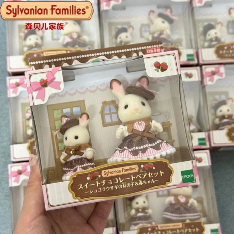 

Sylvanian Families Anime Rabbit Doll Set Kawaii Chocolate Apron Ornaments Desktop Decoration Gift For Girl Valentine'S Day