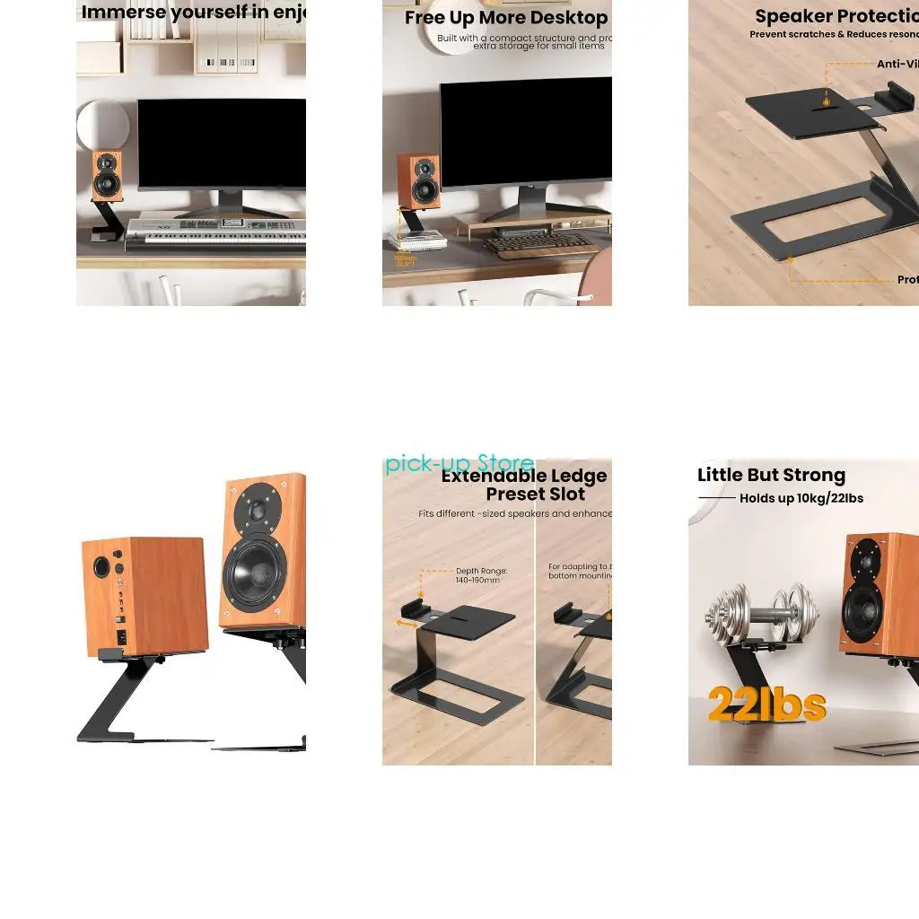 

Q5WA Desktop Speaker Stand Studio Monitors Holder with Vibration Absorption Pad