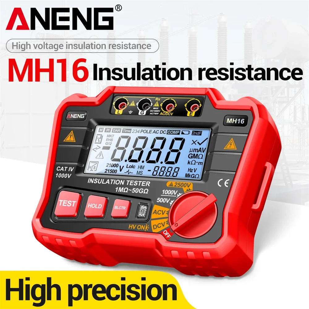 ANENG MH16 2500V Digital Insulation Resistance Tester Megaohmmeter Voltmeter Ohm Meter Resistance Meter Car Test Electric Tools