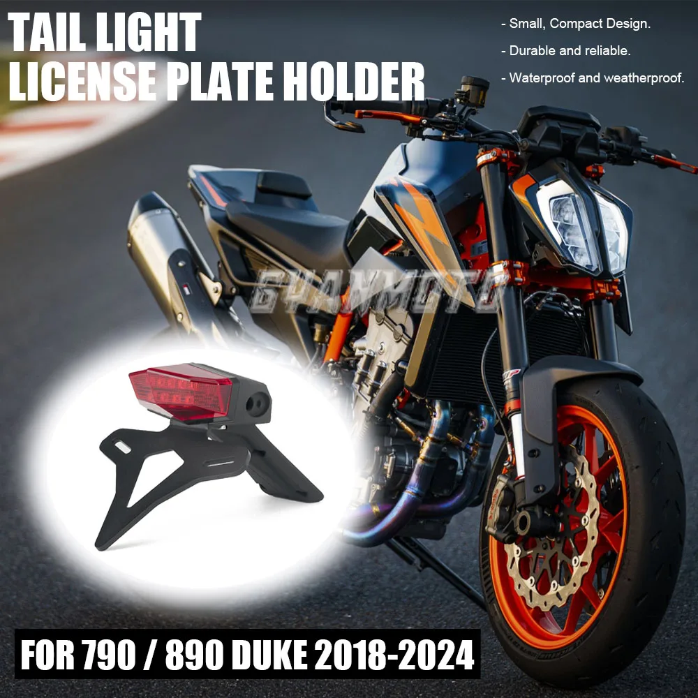 

NEW Motorcycle Rear Short Tail Stock License Plate Holder Tailstock Bracket LED Light For 790 890 Duke 790Duke 890Duke 2018-2024