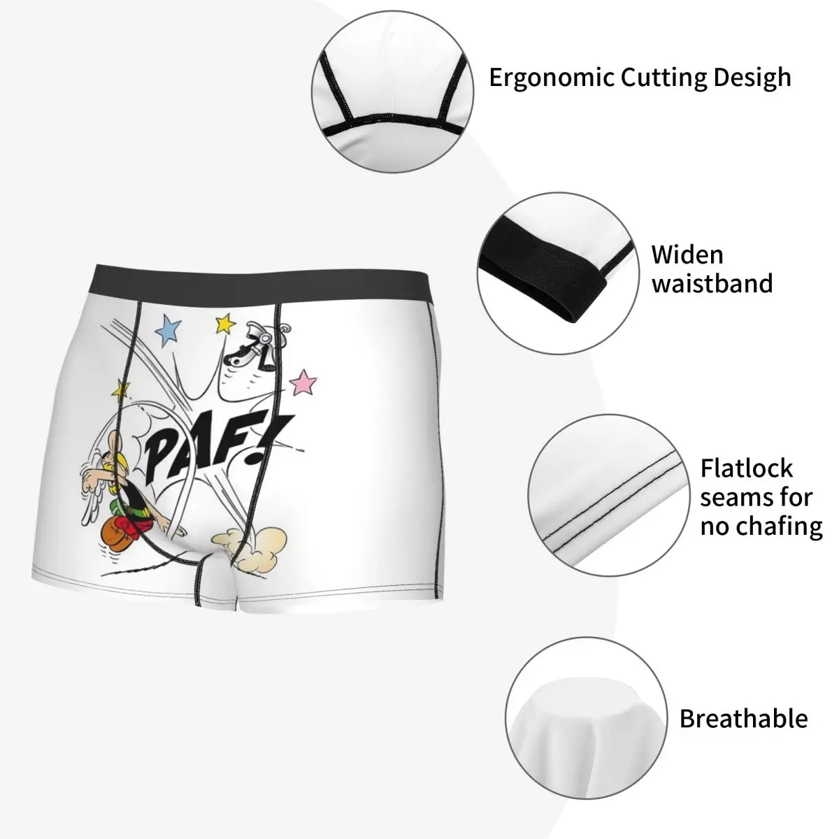 الملاكم السراويل السراويل أستريكس وأوبليكس أستريكس (15) سراويل داخلية للرجال ملابس داخلية جيدة التهوية لهدايا أوم رجل صديقها