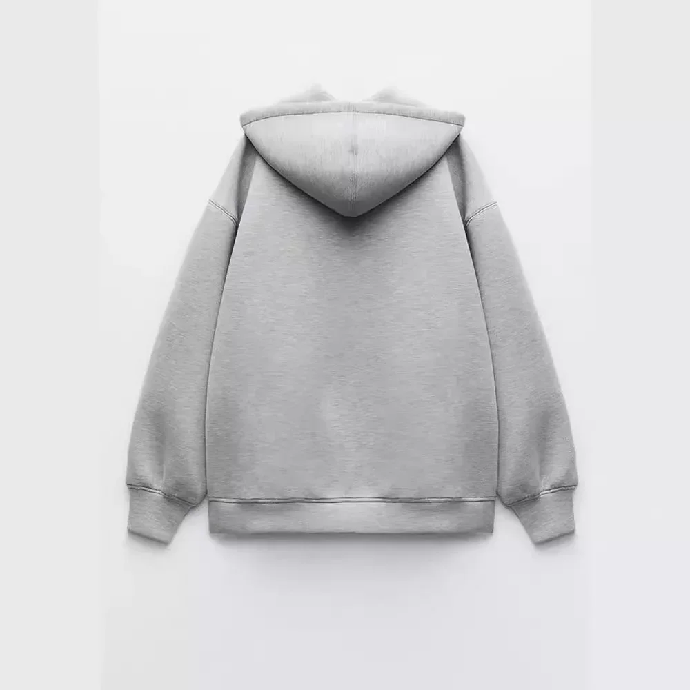 

Autumn Winter Warm Long Jacket With Hood Long Sleeve Zipper Gray Bomber Jacket Y2k Women Casual Outerwear Coat Tops Streetwear