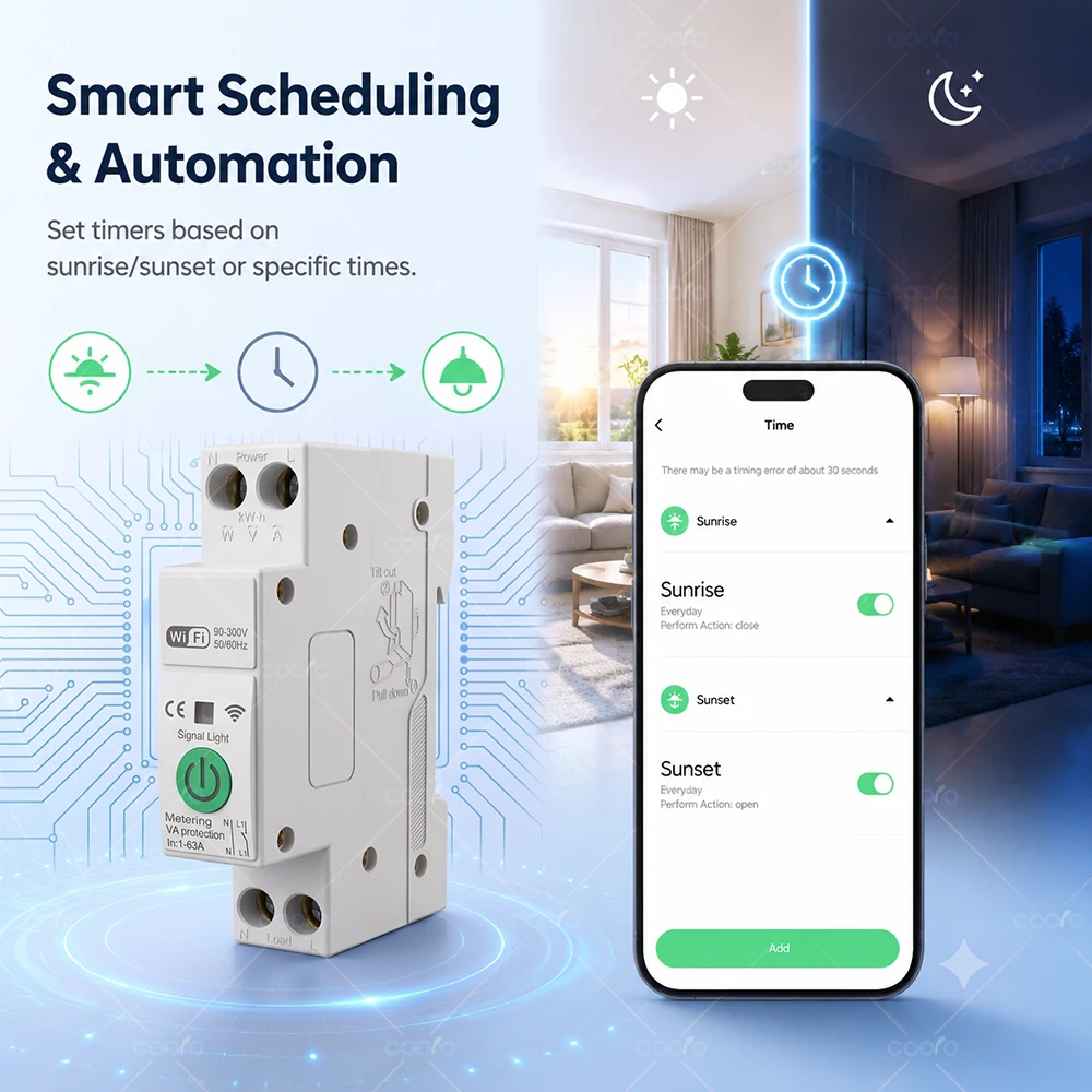 Tuya WiFi/Zigbee Intelligenter Schutzschalter MCB 1P+N 63A Timer Stromzähler Energie kWh Spannungs- und Strommessgerät für Alexa Google Home – Detail 7
