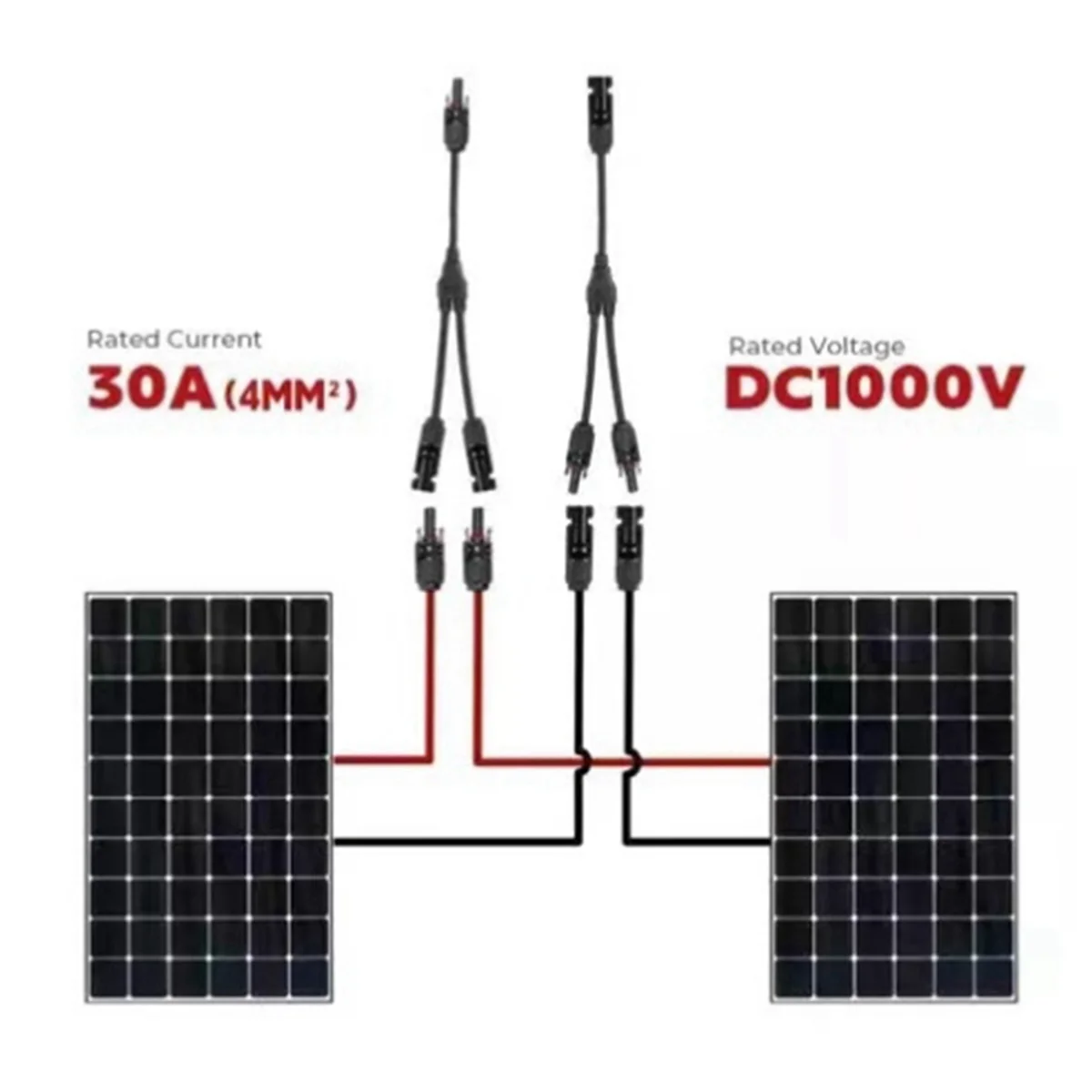 Solar Connectors Y Branch Parallel PV Adapter Cable Wire Plug Tool Kit for Solar Panel(M/FF+F/MM)