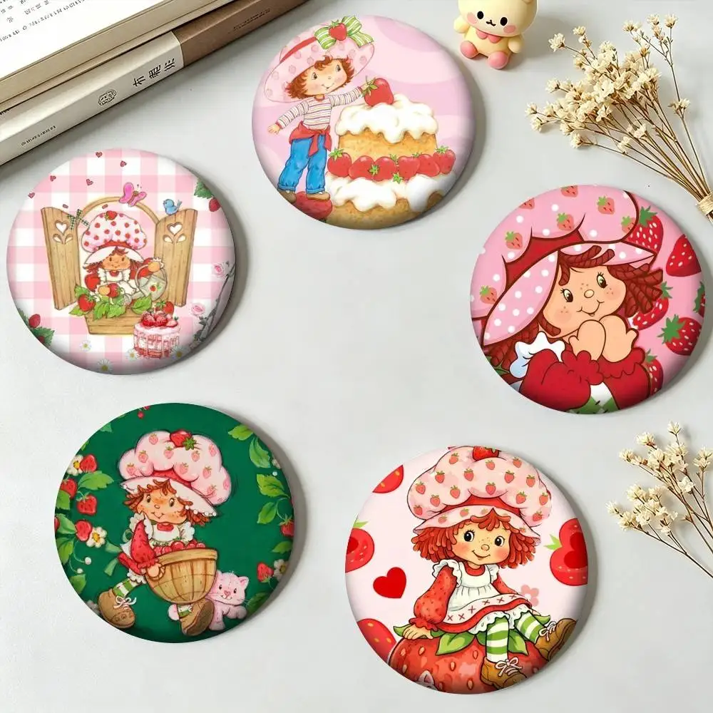 S-Strawberry Shortcake Retro Cartoon  25 32 44 58 75mm Badges Personalized Round Brooches Pins Accessory Gift