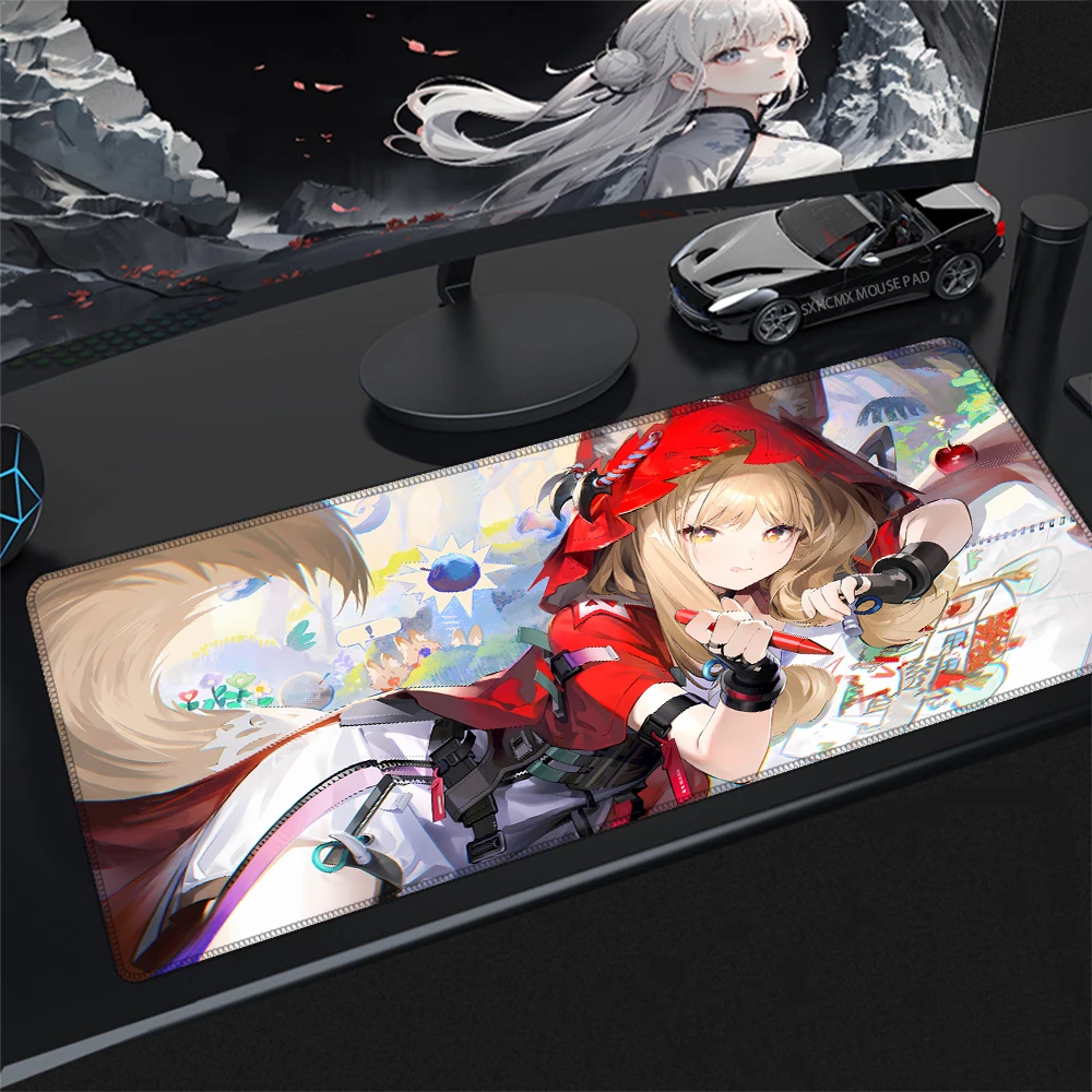 Niedliches Anime Arknights Endfield Rossi Mauspad, erweiterte große Gaming-Schreibtischunterlage, rutschfeste Tastaturunterlage, 900 x 400 mm, für Gamer-Büro