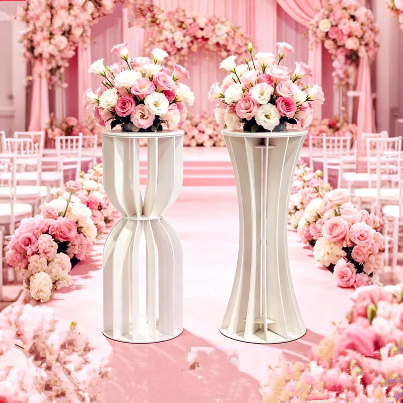 Modern White Hollow Hourglass Flower Rack Multi-use Cake Dessert Table Roman Column for Wedding Party Home Decor Event Supplies