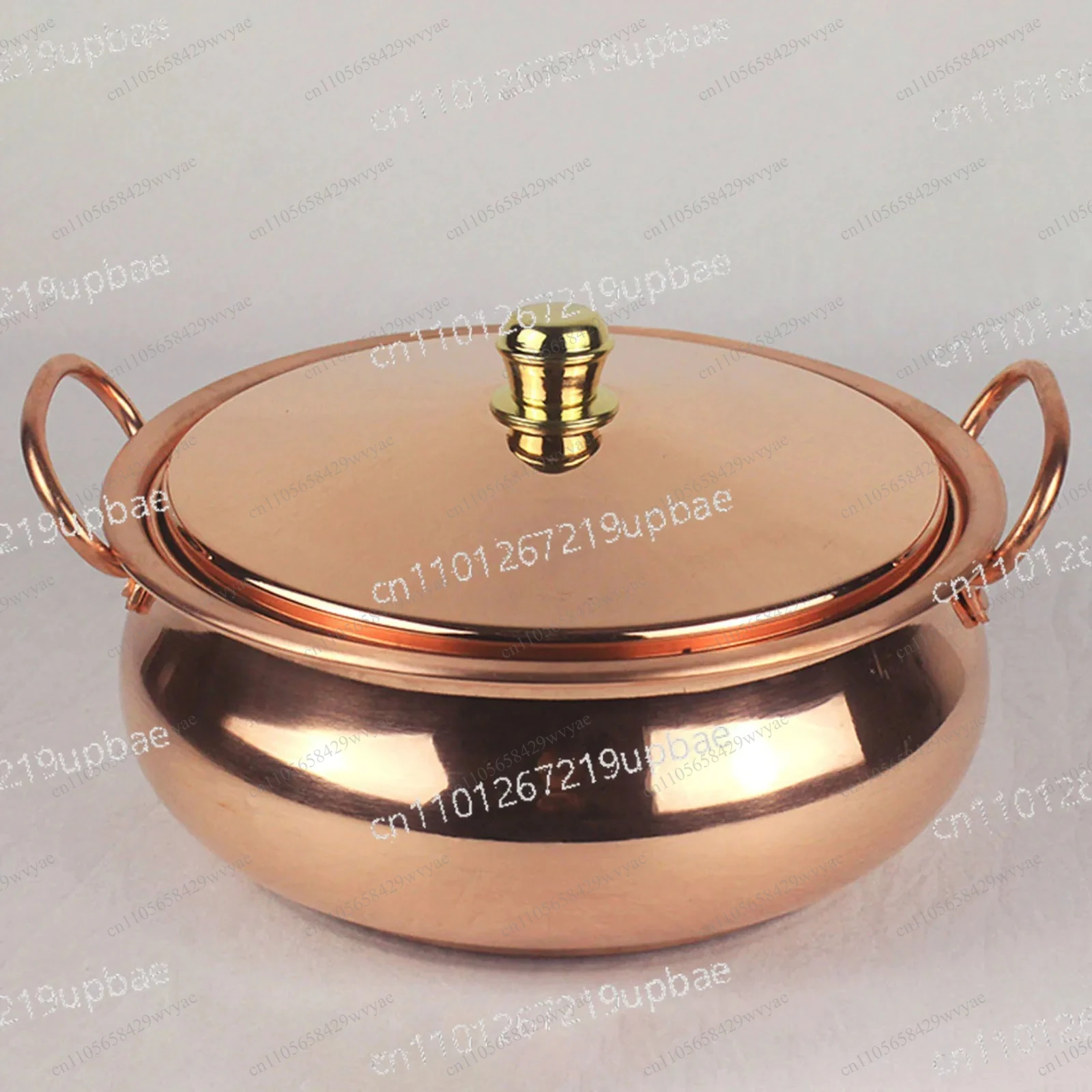 18/20/22/24cm Pure Copper Pot, Handmade Double Ear Cooking Pot with Lid, Household Copper Cookware