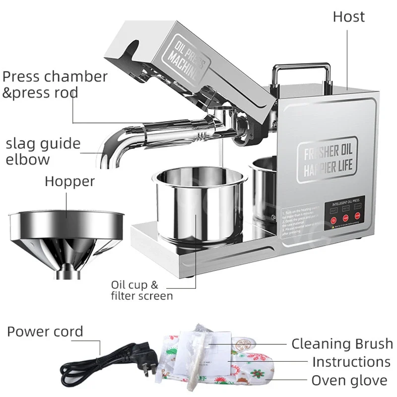 Stainless steel edible oil processing equipment, B03 small household oil press