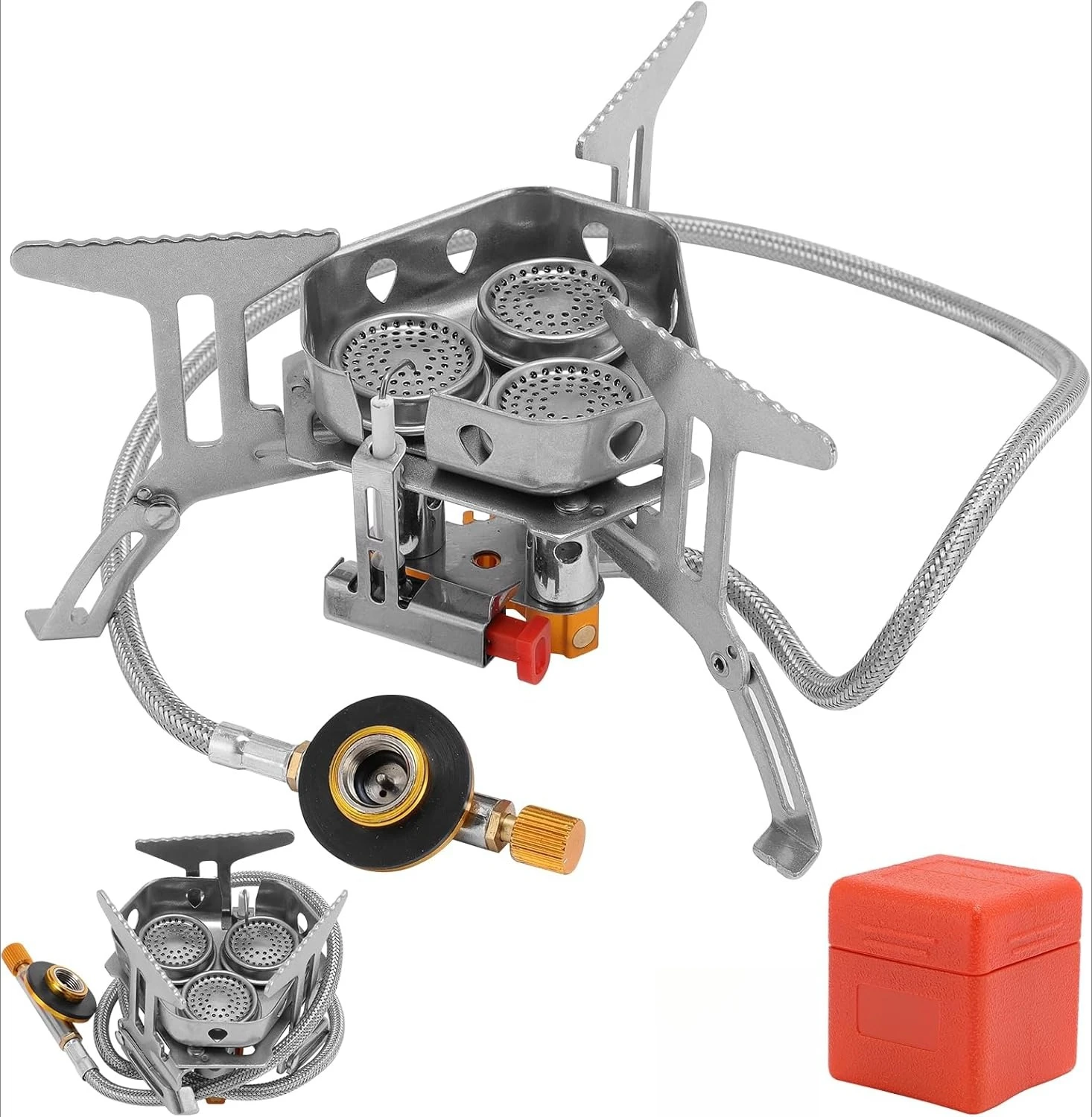 Multi Fuel Mini Camp Stove Portable Folding Windproof Gas Burner Compatible Butane Propane For Backpacking Hiking Road Trip