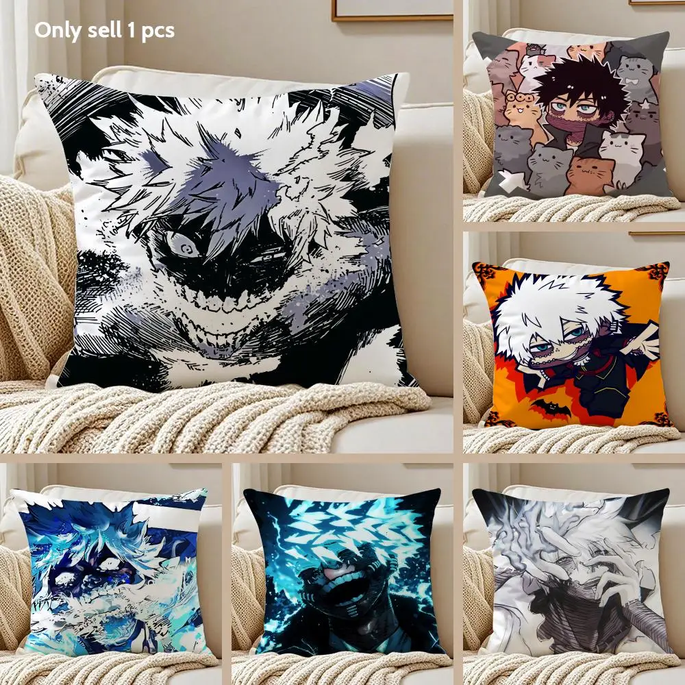 My Hero A-Academia D-dabi Cushion Cover Silky Short Plush Sofa Pillow Cover Hidden Zipper Soft Dustproof Case for Home Decor