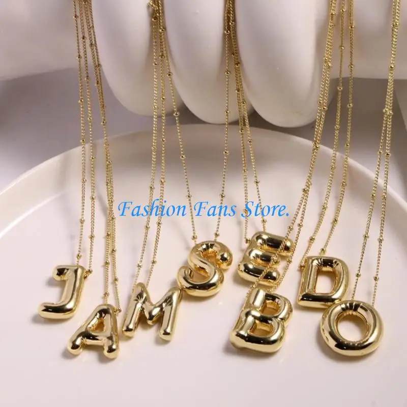  Glossy Letter Pendant Necklace with Adjustable Length Trendy Women Accessories