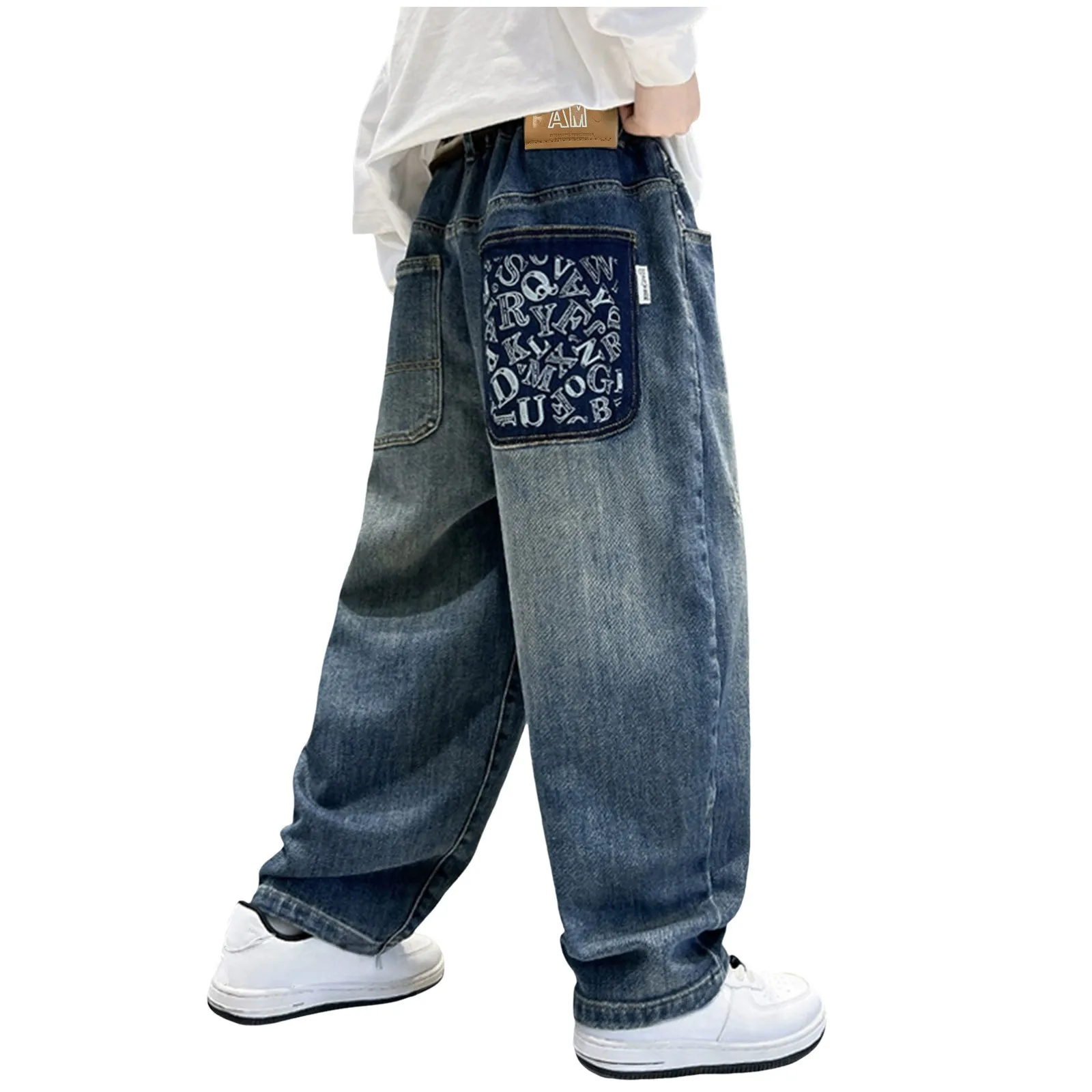 

Boys Wear Childrens Clothing Boys Jeans Wide Leg Pants Medium And Large Childrens Casual Loose Boys Heavy Weight Sweat Pants