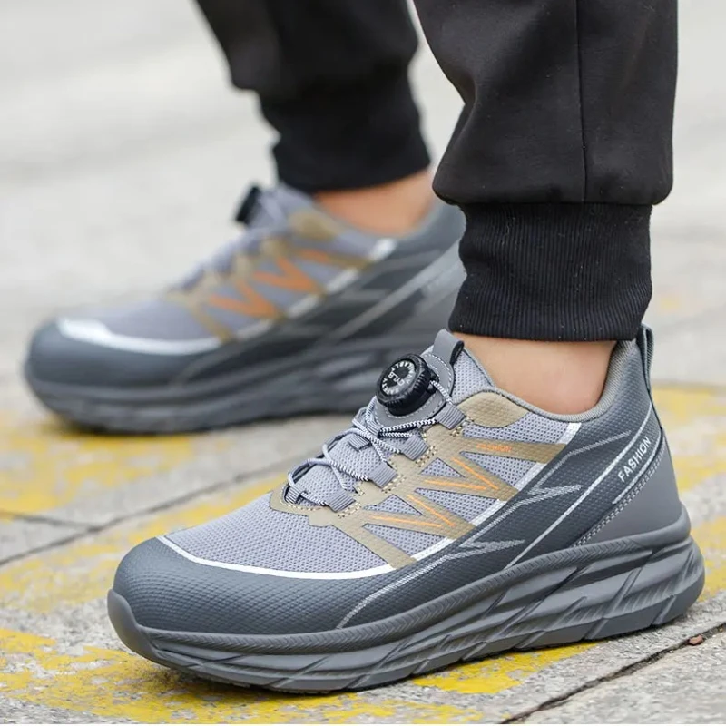 Industrielle ultraleichte Sicherheitsschuhe, Stahlkappenschuhe, Drehknopfschuhe, Schutzschuhe für die Arbeit, stichfeste Bauschuhe_voghion.com