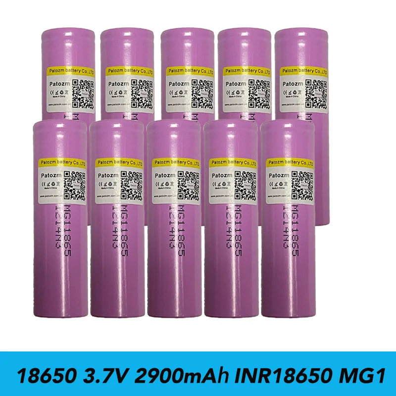 100% Actual Capacity INR 18650 MG1 3.7V 2900mAh 18650 Flat Top Rechargeable Multifunctional Lithium Battery
