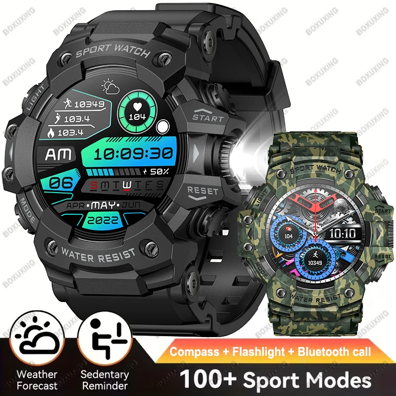 

New Military Outdoor Smart Watch Men 100+Sports Fitness Compass Health Monitor Bluetooth Call IP68 Waterproof T-REX 3 Smartwatch