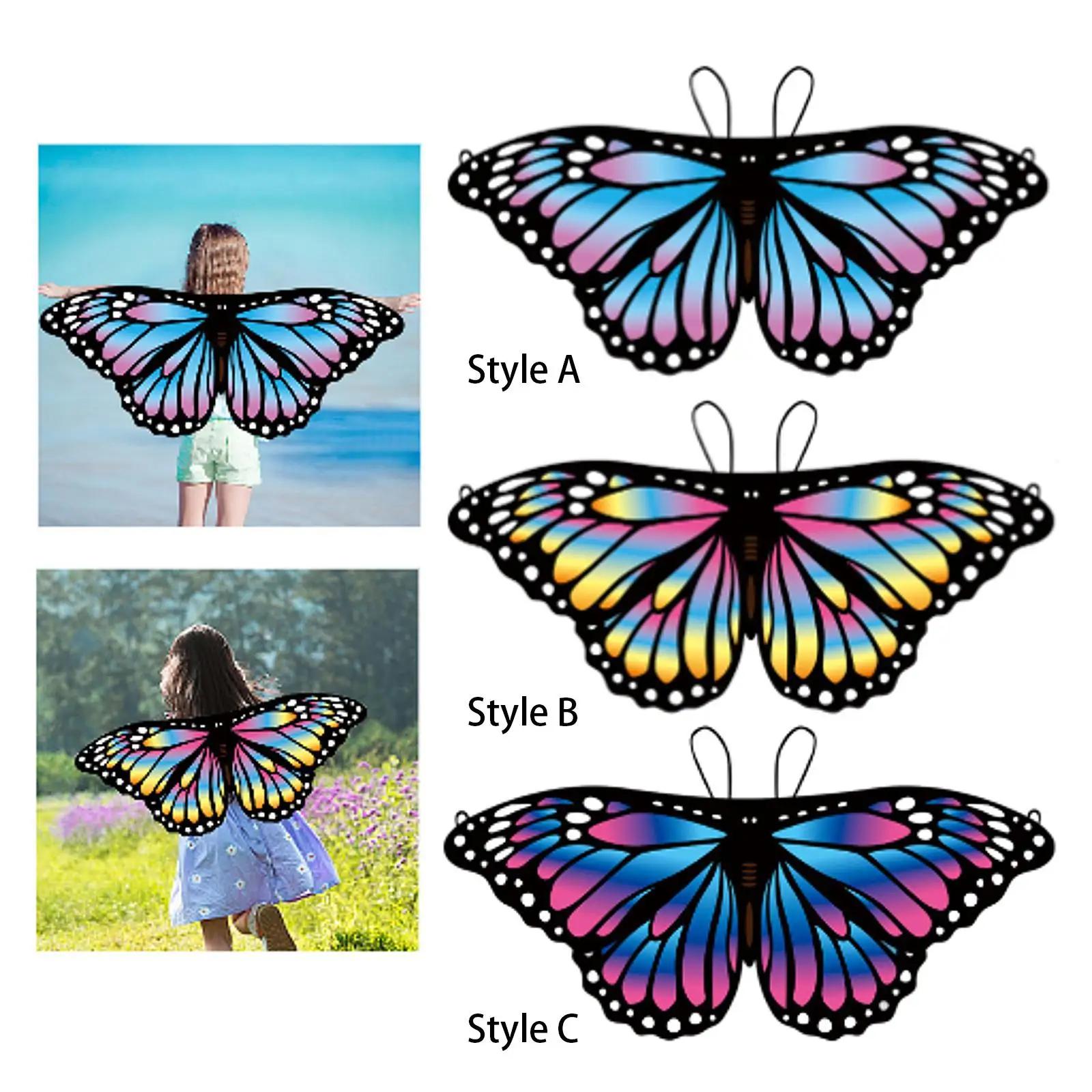 Kids Butterfly Wing Butterfly Cape Wearable Dreamlike Elf Wing for Girls