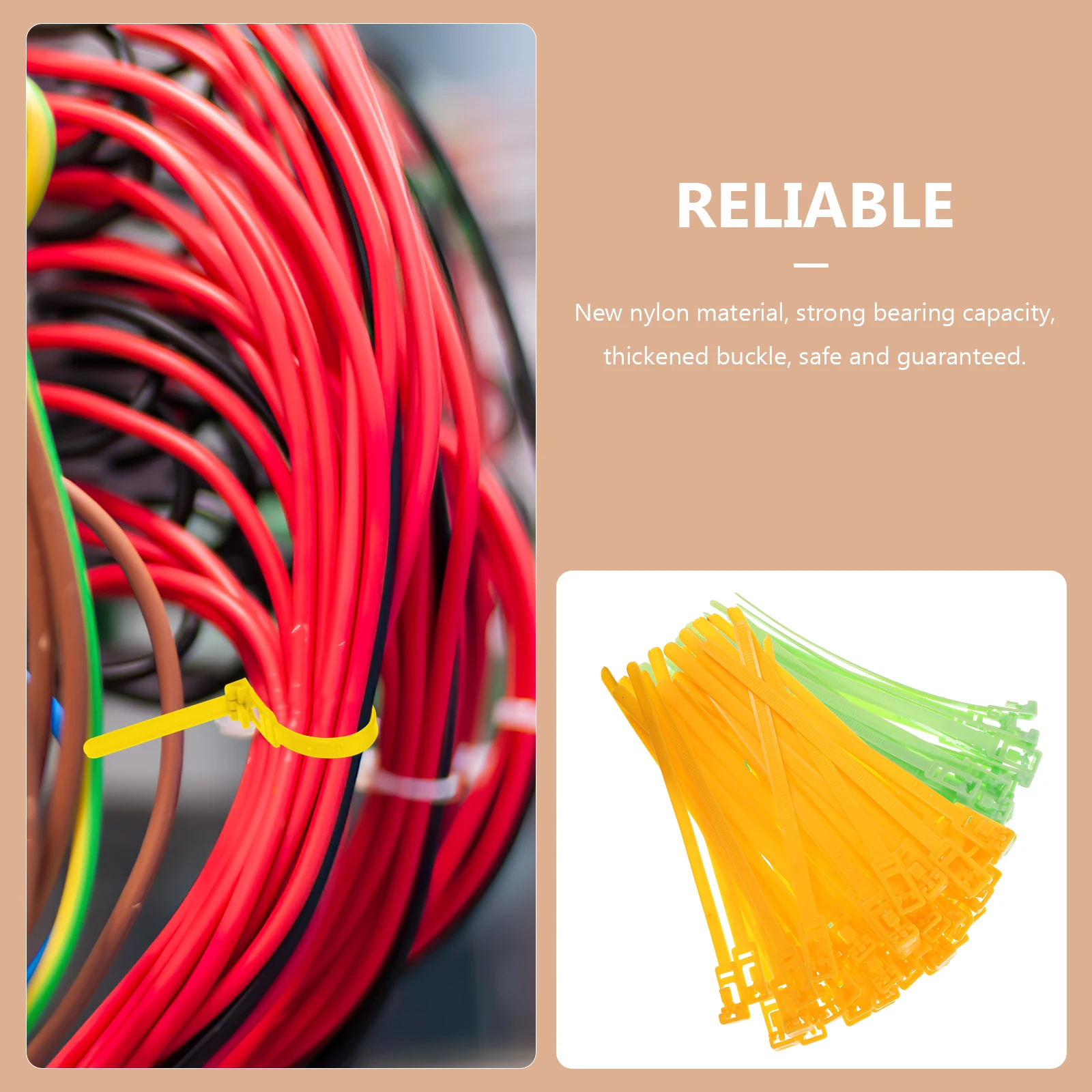 

100 Pcs Strap Ties Wire Cable Management Plastic Zip Heavy Duty Organizer Color