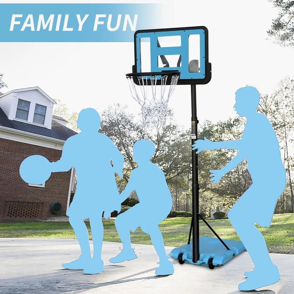 Sistema de cesta de basquete portátil de altura ajustável 4,8-10 pés com 28 cestos inquebráveis e base preenchível para courões ao ar livre