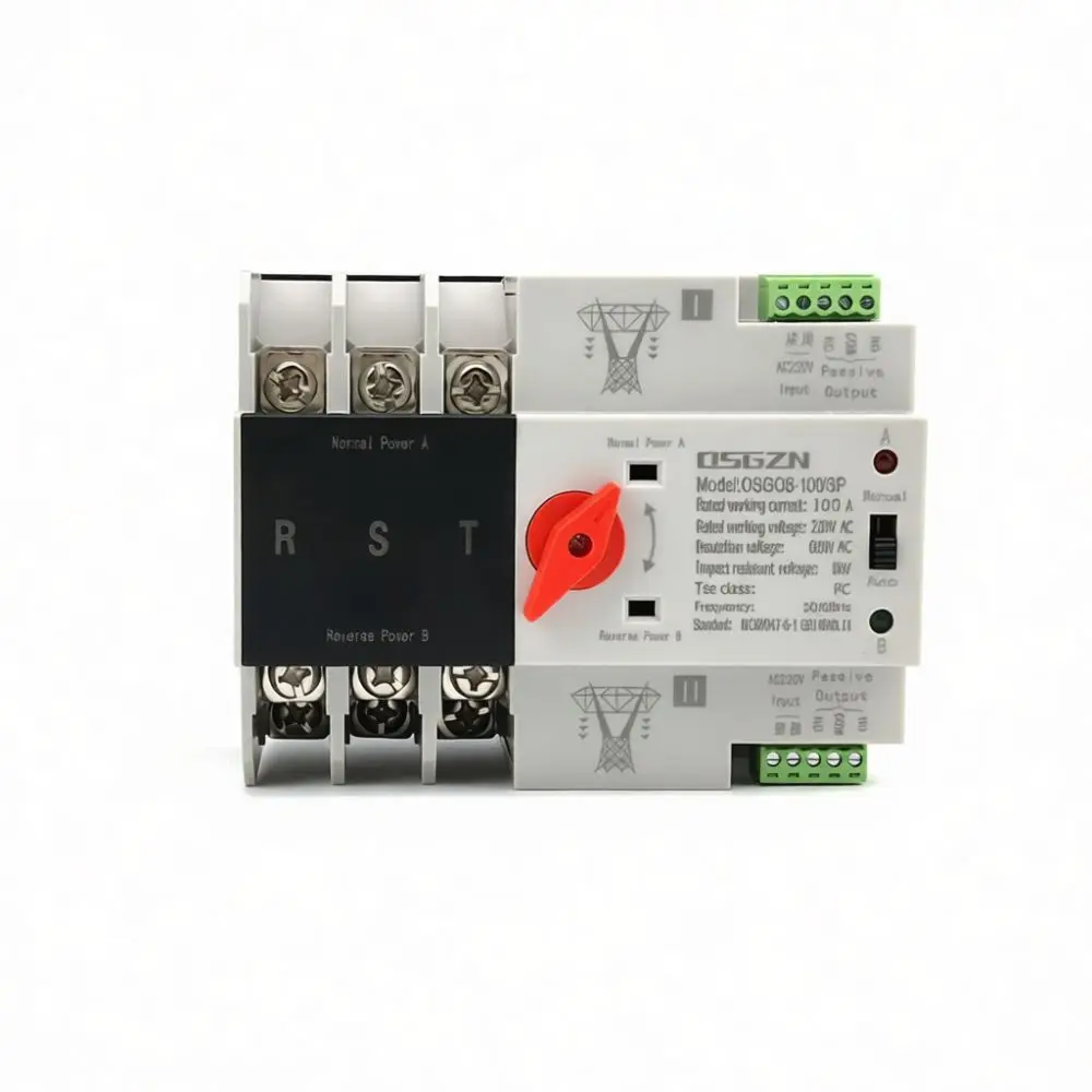 Dual Power Automatic Switch Over Device For For Osgq8 Generator Emergency Backup Power System Compact Rail Mount Module