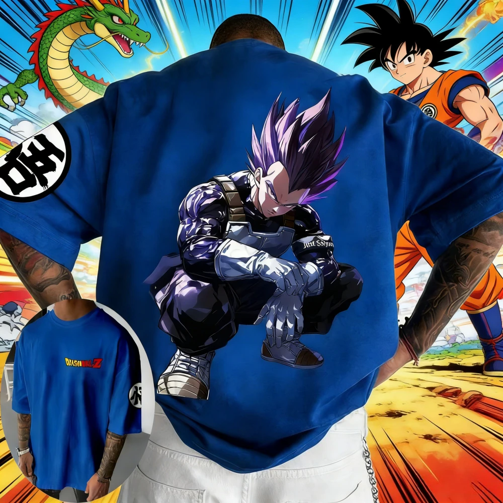 2026 Sommer Dragon Ball Retro Hochwertiges Baumwoll-Herren-T-Shirt Übergroßes Vegeta-Print Unisex Kinder-Freizeithemd
