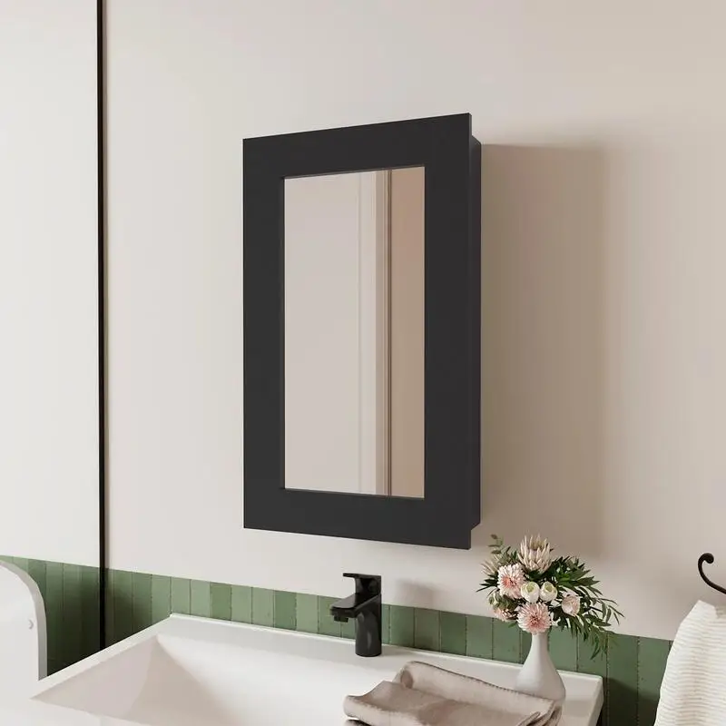 

Black Medicine Cabinet with Mirror Included