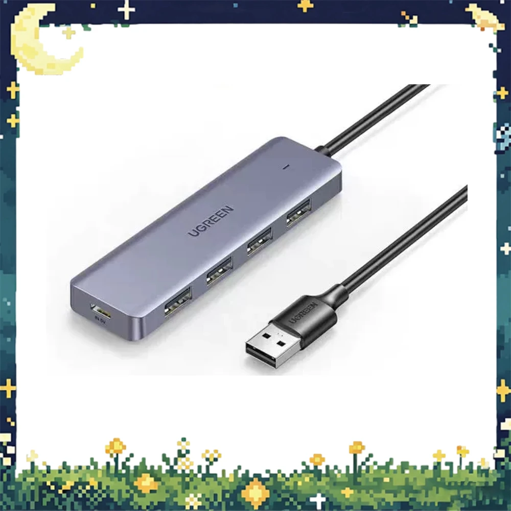 UGREEN 90879 USB 3.0 Hub 4-Port 5Gbps 1.5m Cable Type-C Power Input for Laptop Desktop Keyboard Mouse Flash Drive Hard Drive