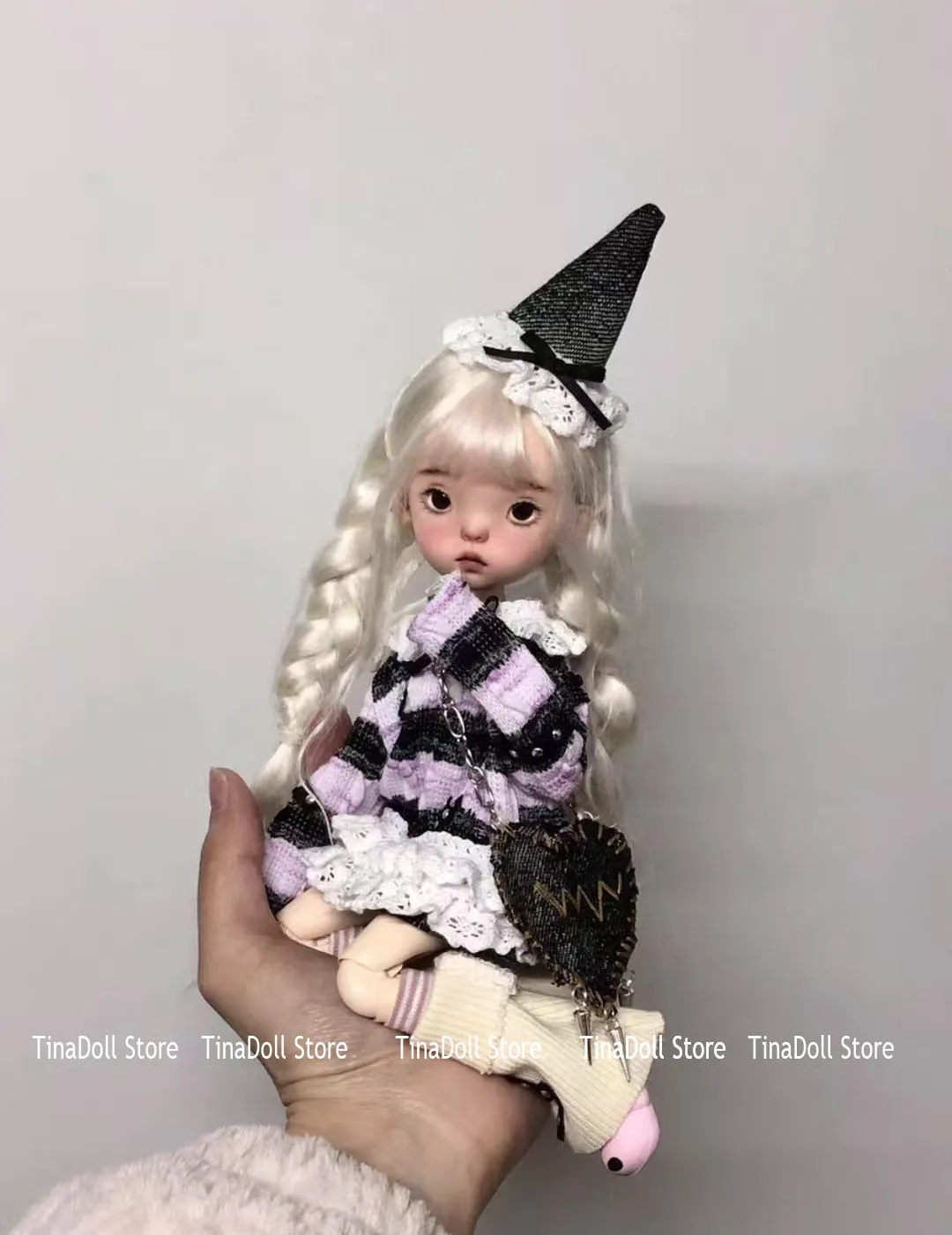 （TinaDoll Store） Landoudou Clothes set(Long sleeved T-shirt /hat/ Foot cover/socks/Bag)for Landazz Landoudou/Blythe/ob22/ob24 Do