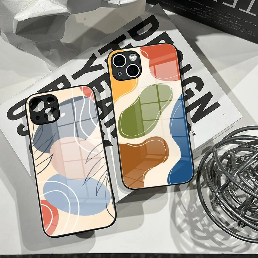 

Modern abstract illustration in earthy tones Phone Case Tempered Glass Shell FOR IPhone 16ProMAX 14 17Pro Air 16 Plus MAX Cover