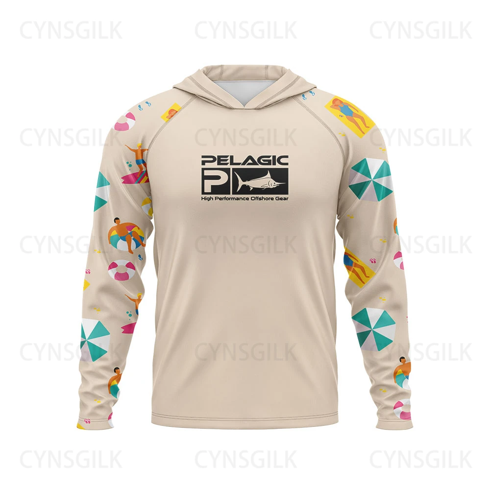 

2024 Gear Fishing Apparel Summer Outdoor Men Long Sleeve T Shirt Fish Shirt Sun Protection Breathable Hooded Angling Clothing